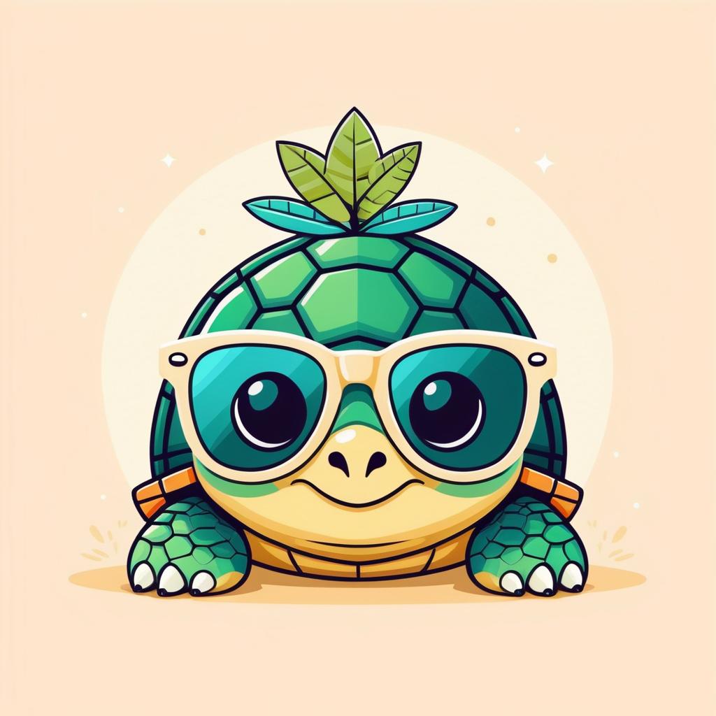 Whimsical Kawaii Turtle with Sunglasses