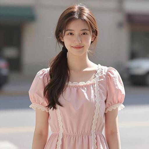 Young Woman in Pink Dress Portrait