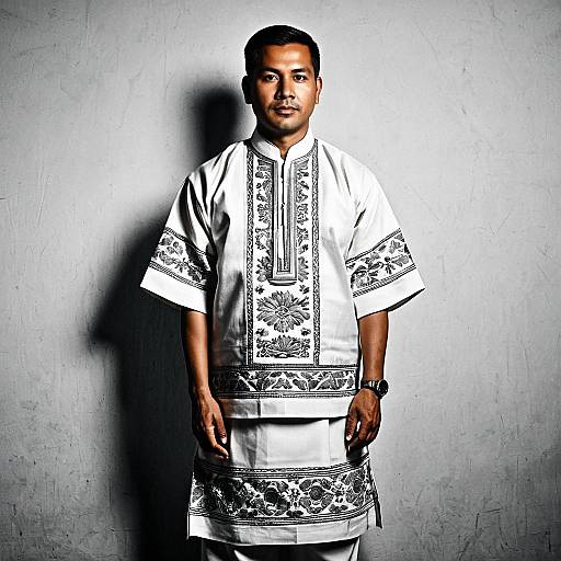 Full-Body Filipino Man in Barong Tagalog