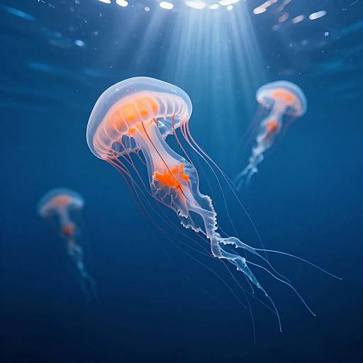 Glowing Jellyfish in Deep Ocean