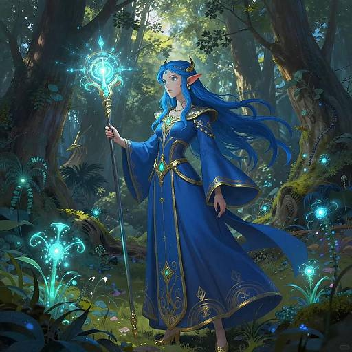Enchanting Elf Mage in Mystic Forest