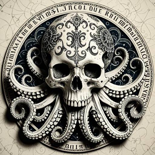 Ornate Rococo Skull Octopus Hybrid
