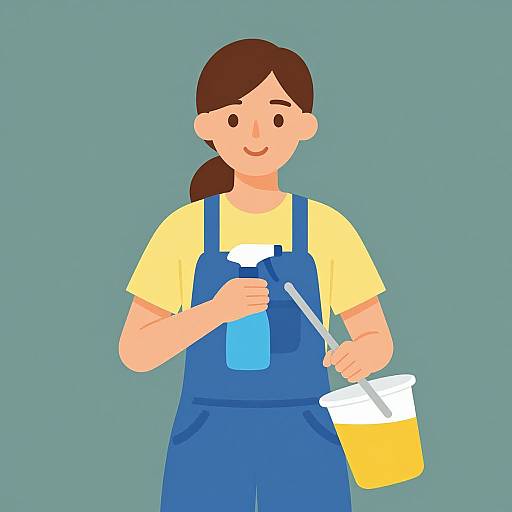 Vector Illustration of Cleaning Woman