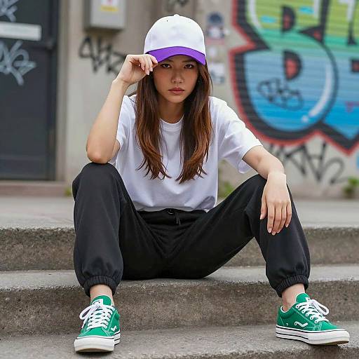 Urban Portrait of a Focused Asian Woman