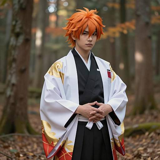 Photorealistic Rengoku Cosplay in Forest