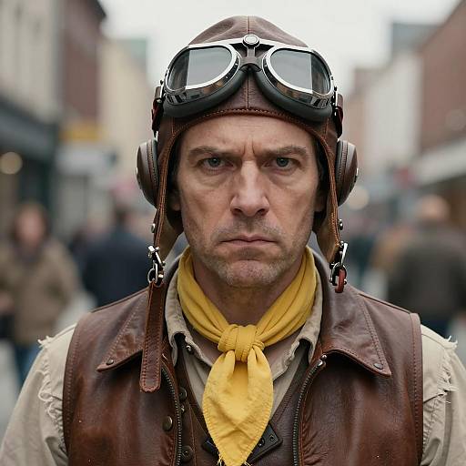 Photorealistic Steampunk Pilot Costume Close-up