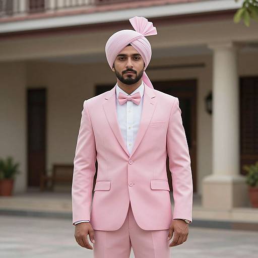Man in Pink Suit and Turban