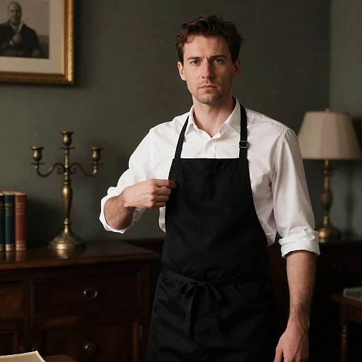 Serious Man in Dimly Lit Room