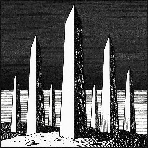 Monolithic Cosmic Obelisks Illustration