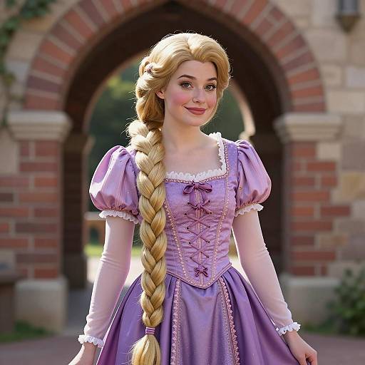Woman in Purple Rapunzel-Inspired Dress