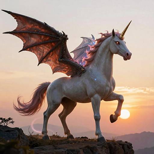 Dragon Unicorn Hybrid at Sunset