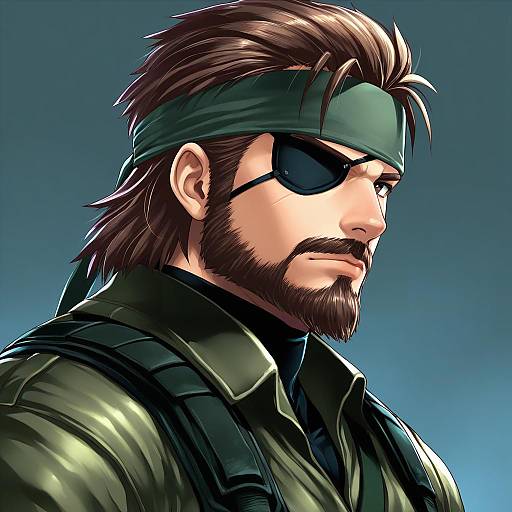 Illustration of Big boss, metal gear (series) in the style of Tadano magu