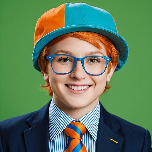 Cheerful Boy in Colorful Outfit