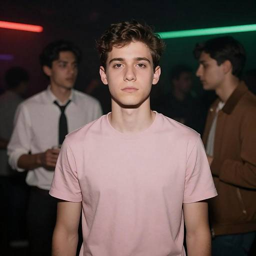 Serious Young Man in Nightclub Lights