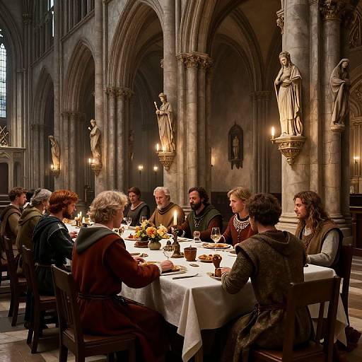 Medieval Cathedral Feast Scene