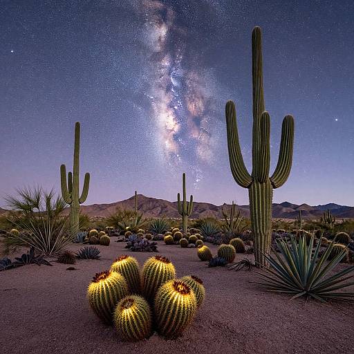 Twilight Desert with Glowing Cacti