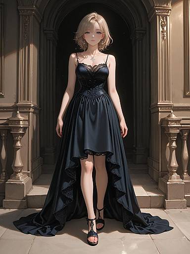 Elegant Black A-Line Evening Portrait