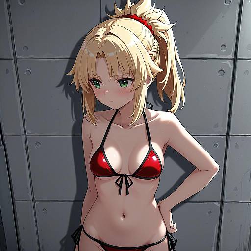 Illustration of Mordred (swimsuit rider) (fate), fate (series) in the style of Gryebooks