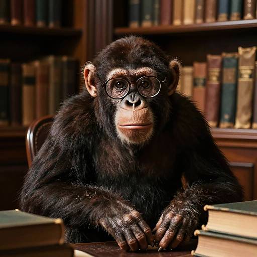 Wise Ape in Vintage Library