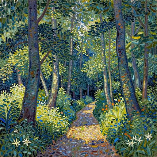 Beautiful Forest Landscape in Pointillism