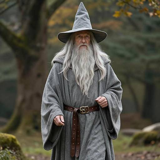 Elderly Gandalf Cosplayer in Nature