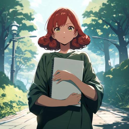 Anime Girl in Nature with Sketchbook Anime Girl in Nature with Sketchbook