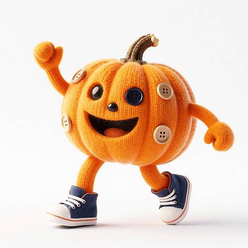 Jovial Knitted Pumpkin in Sneakers