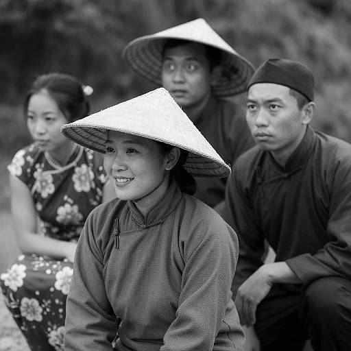 Traditional Asian Attire in Black and White