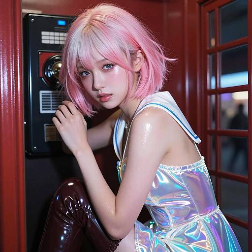 Cinematic Neon Hologram Model Portrait