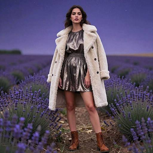 Ethereal Woman in Vintage Metallic Dress