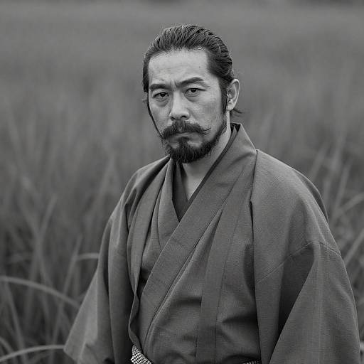 Serious Asian Man in Traditional Robe