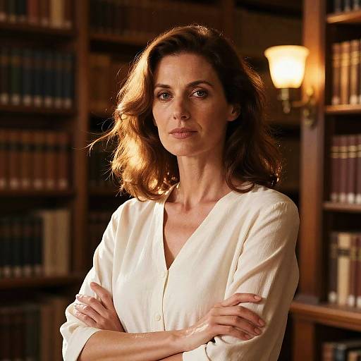 Refined Classic Portrait in Historical Library