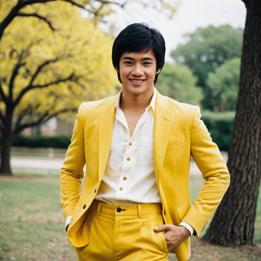 Bruce Lee in Yellow Suit Outdoors