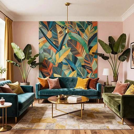 Mid-Century Modern Jewel-Tone Living Room