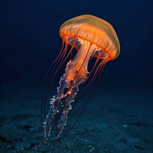 Glowing Gigantic Jellyfish in Deep Sea