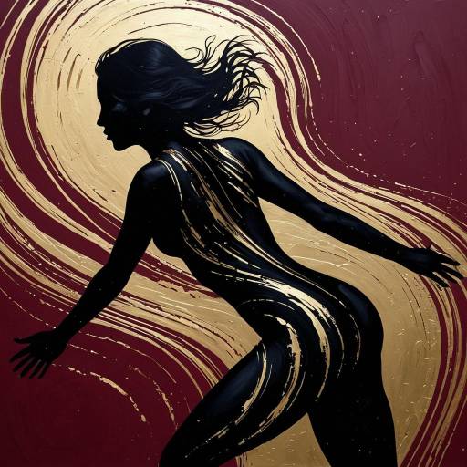 Silhouette of Woman with Gold Accents
