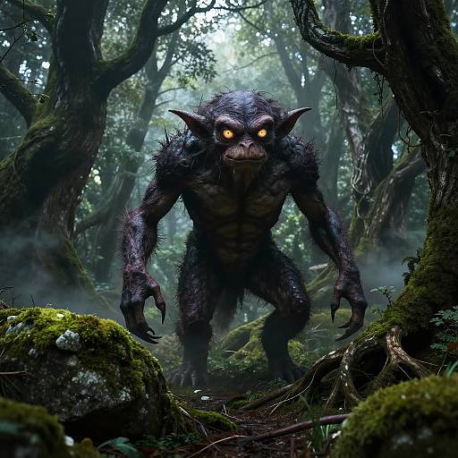 Gremlin Lurking in Eerie Forest