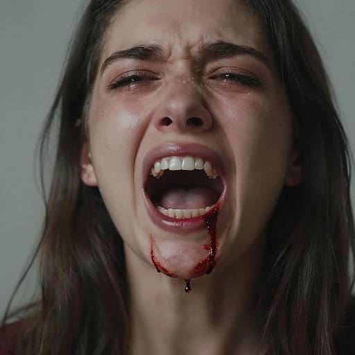 Intense Portrait of Distress and Pain