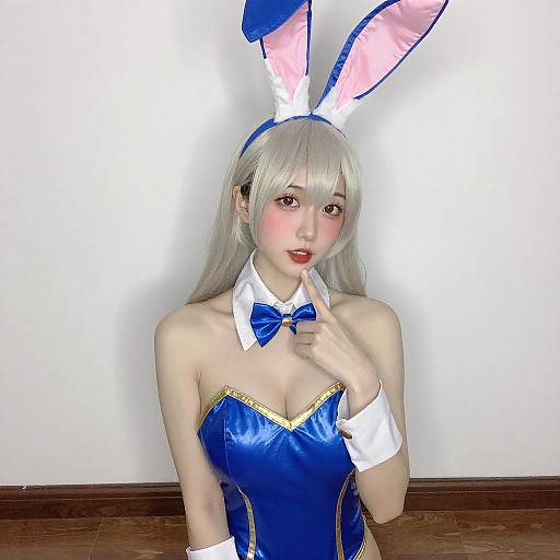 Blonde Asian Woman in Bunny Cosplay