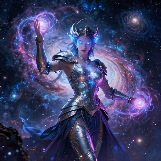 Cosmic Goddess in Celestial Armor