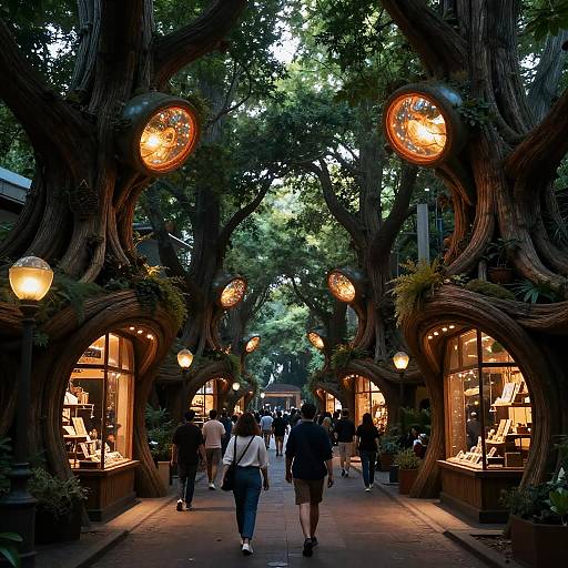 Twilight Walk Through Organic Tree-Market