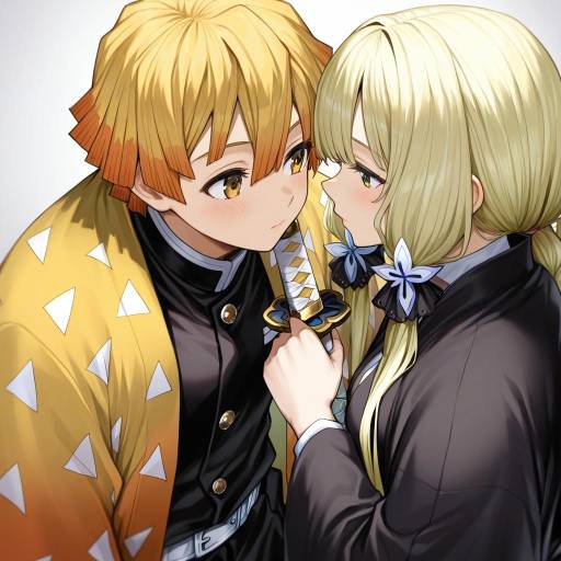 Illustration of Agatsuma zenitsu, kimetsu no yaiba in the style of Ie (raarami)