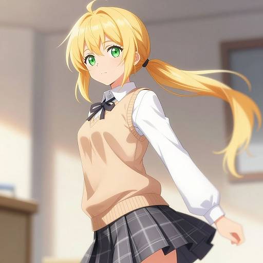 Anime Girl in School Uniform Portrait