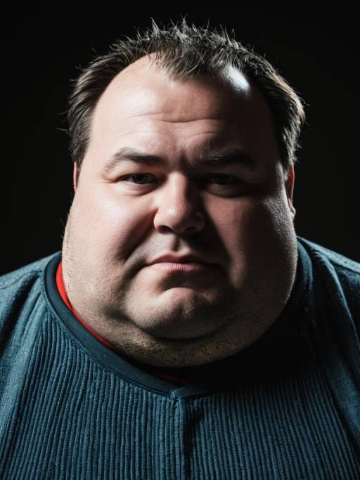 Man Wearing Fat Guy Costume Headshot