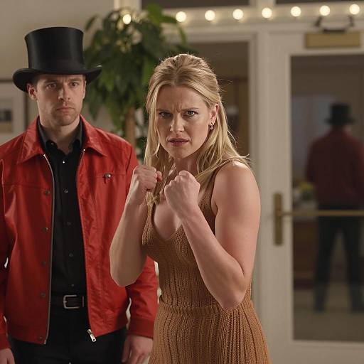 Defiant Woman Posing with Fists Indoor