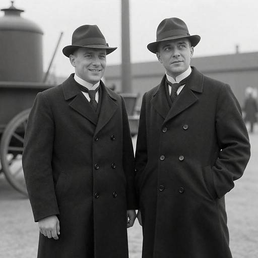 Vintage Portrait of Two Men in Overcoats
