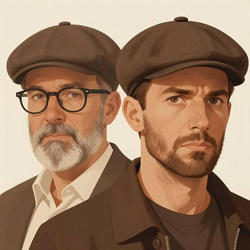 Digital Illustration of Two Men in Flat Caps