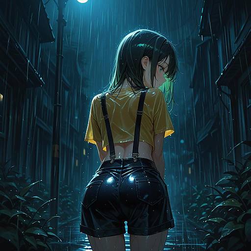 Girl in Rainy Night Alley