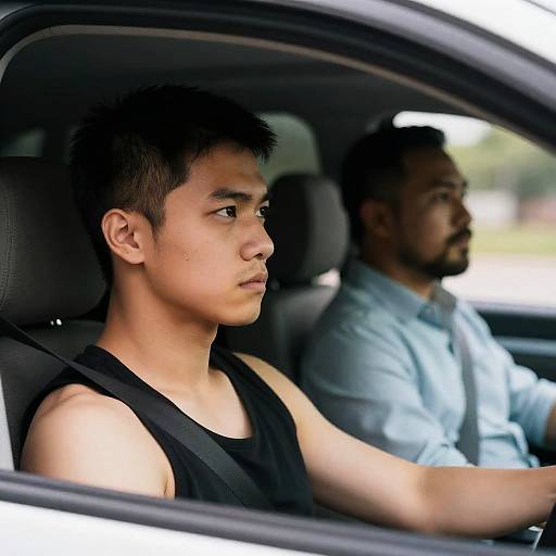 Intense Drive: Two Men in a Car