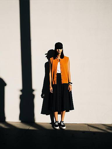 Woman in Casual Contemporary Outfit with Cap